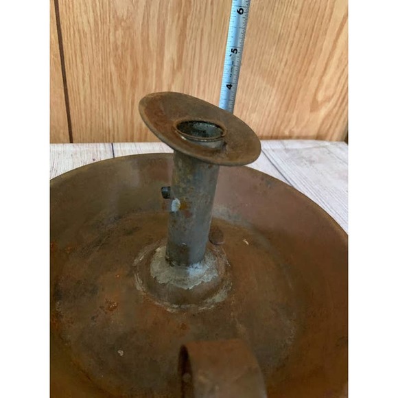 Antique rusty Primitive Tin Push up Style Candle Holder 9" - Picture 9 of 9